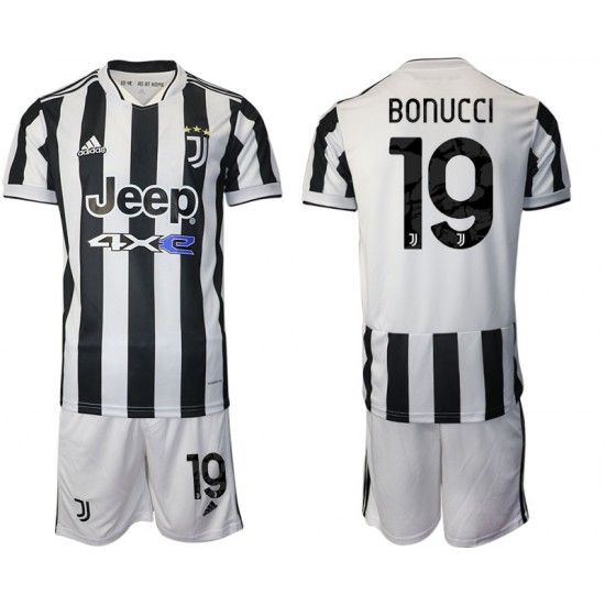 Camisola Juventus Leonardo Bonucci 19 Criança Equipamento Primeiro 2021-2022 Manga Curta